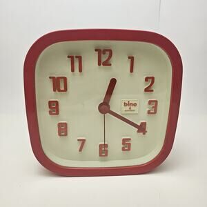 Bino Italian Imported Square Wall Clock Red And White